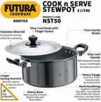 Hawkins Non-stick Cook n Serve Stewpot 24.6 cm Diameter 5 L with Lid (NST50) | Grocsy