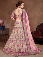 Tulsi Art Pastel Pink Embroidered Taffeta Bridal Wear Lehenga Choli | Grocsy