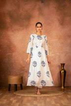 Joban Fashion Blue Floral Hand Block Printed Cotton Kurta Pant Set | Grocsy