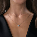 Cauer Elegant 14K White Gold Plated Moissanite Pendant Necklace | Grocsy