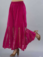 Mominos Fashion Dark Pink Mirror Palazzo | Grocsy