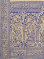 Shree Shyam Fashion Banarasi Silk Cream & Navy Blue Saree | Grocsy