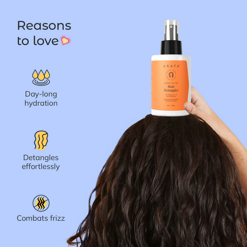 Arata Curl Hair Detangler With Hyaluronic Acid, Niacinamide - Detangles & Strengthens Curls | Grocsy
