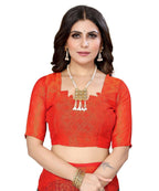 Vamika Rama Green Chiffon Brasso Bollywood Style Woven Saree (DEVINA RAMA) | Grocsy