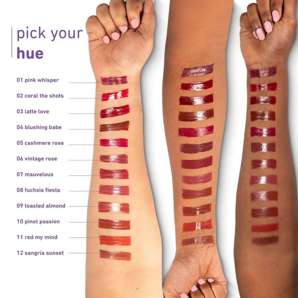 Plum Glassy Glaze Lip Lacquer 3-in-1 Lipstick + Lip Balm + Gloss 11 Red My Mind | Grocsy