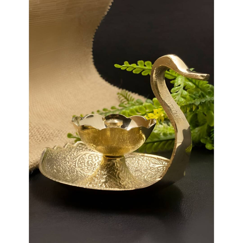 Spillbox Gold-Toned Brass Duck Nanda Deep Pooja Essential | Grocsy