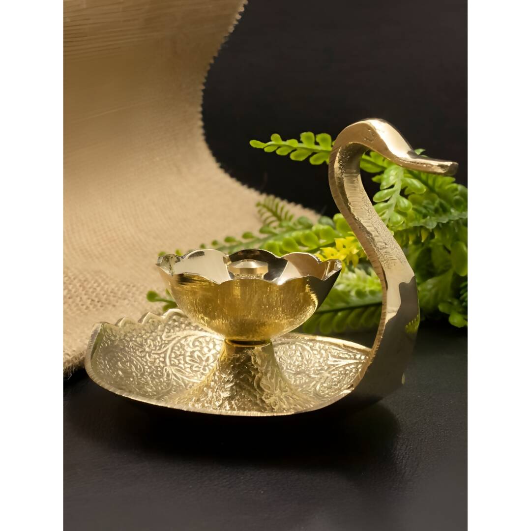 Spillbox Gold-Toned Brass Duck Nanda Deep Pooja Essential | Grocsy