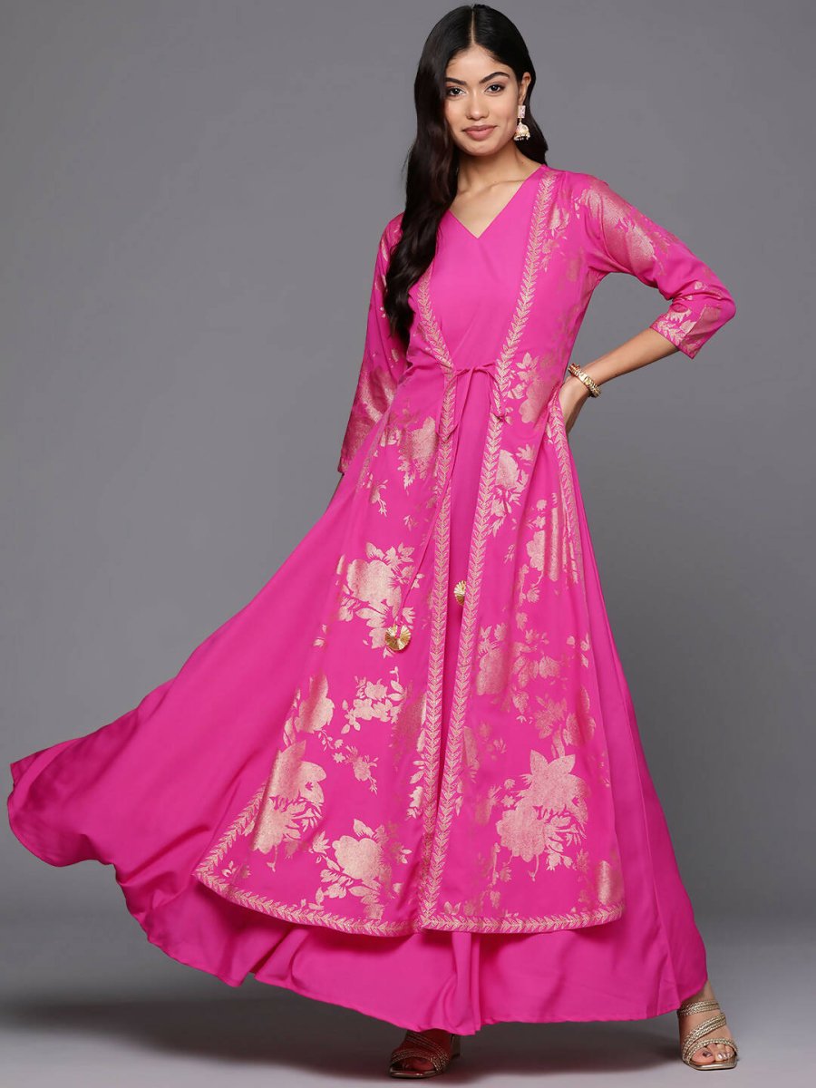 Ahalyaa Women's Traditional wear Ethnic Dress - Pink | Grocsy
