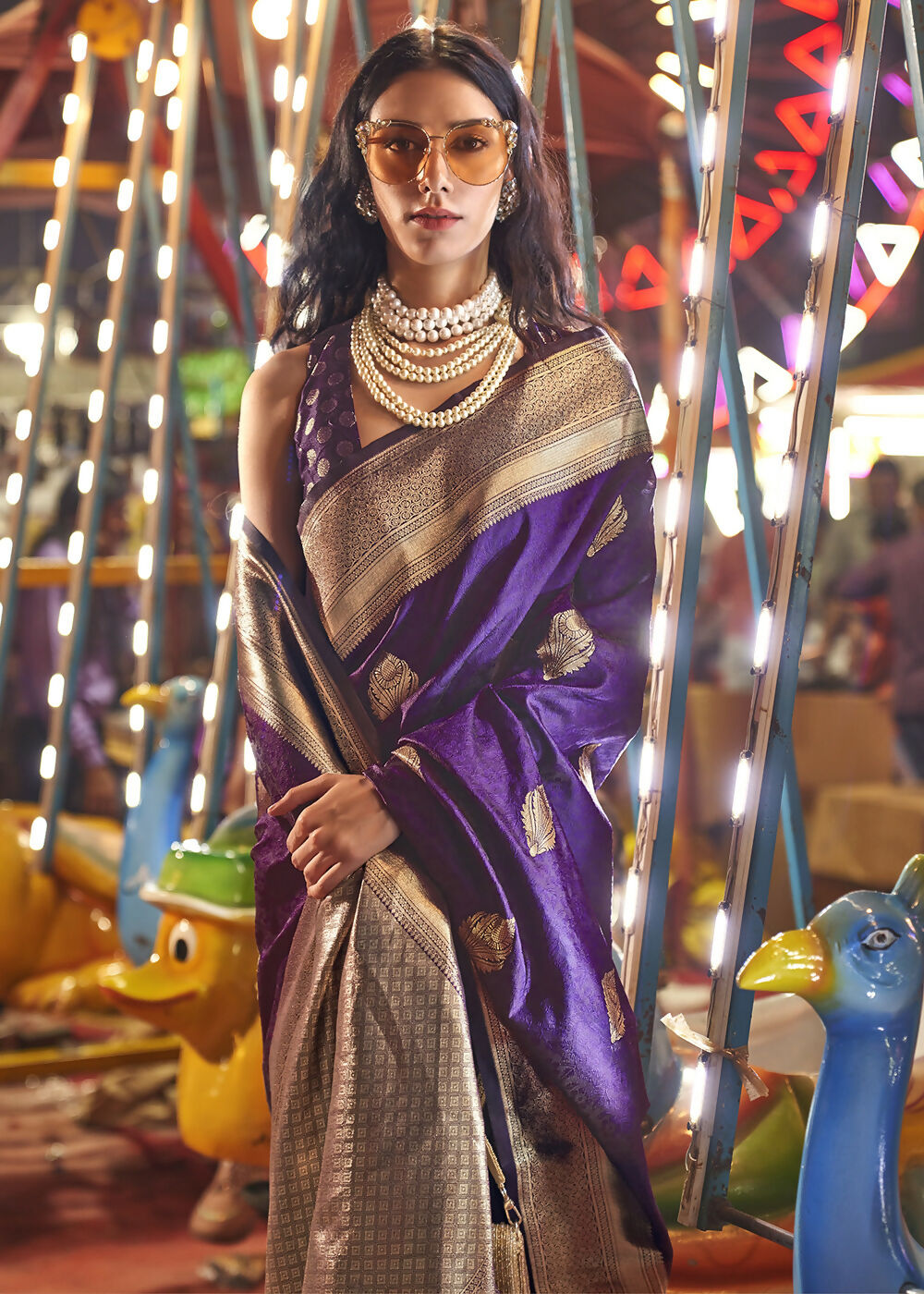 Beautiful Wine Handloom Weaving Silk Saree - Emponline | Grocsy