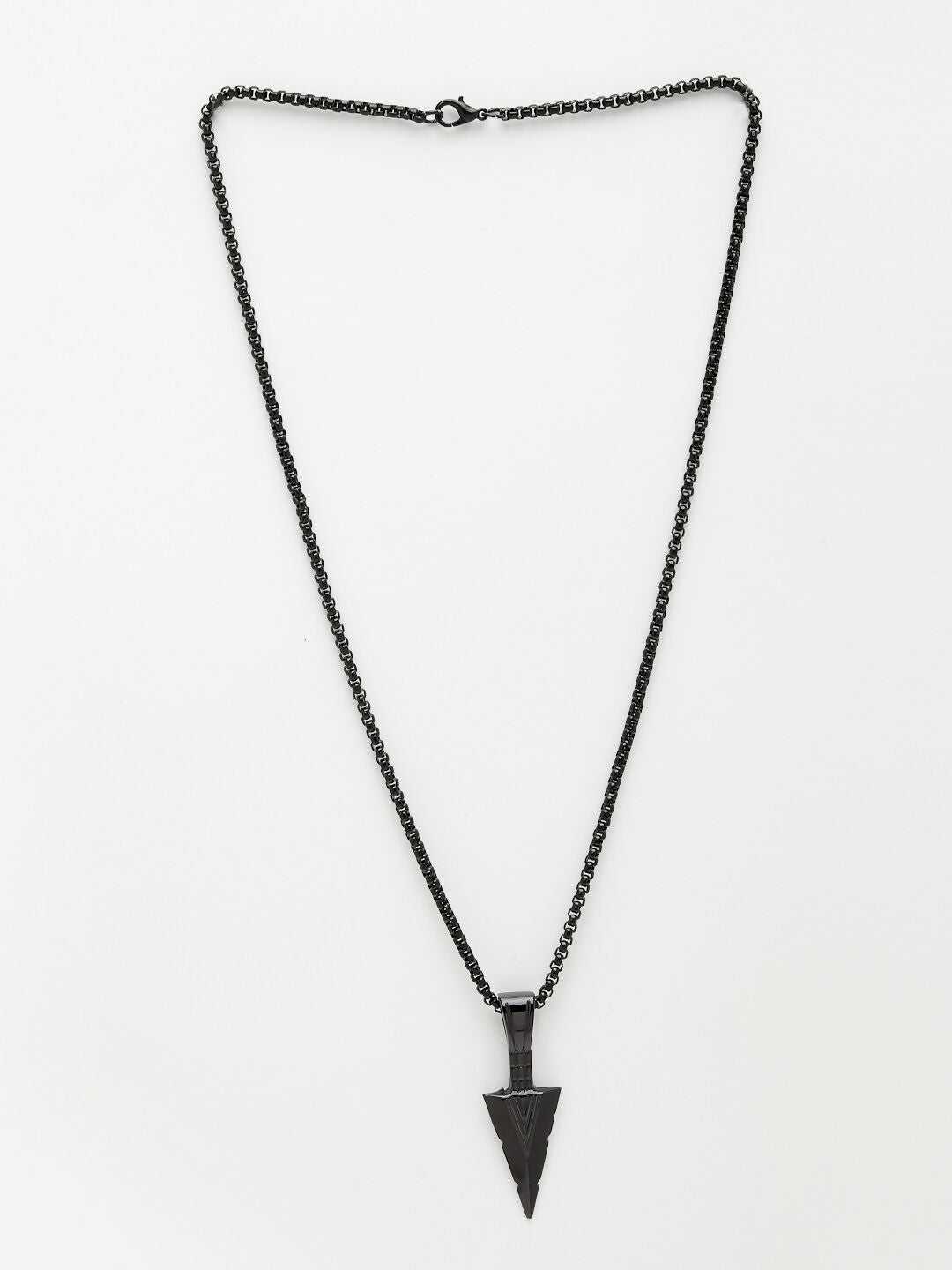 NVR Men's Black Rhodium-Plated Arrow-Shaped Pendant With Chain | Grocsy