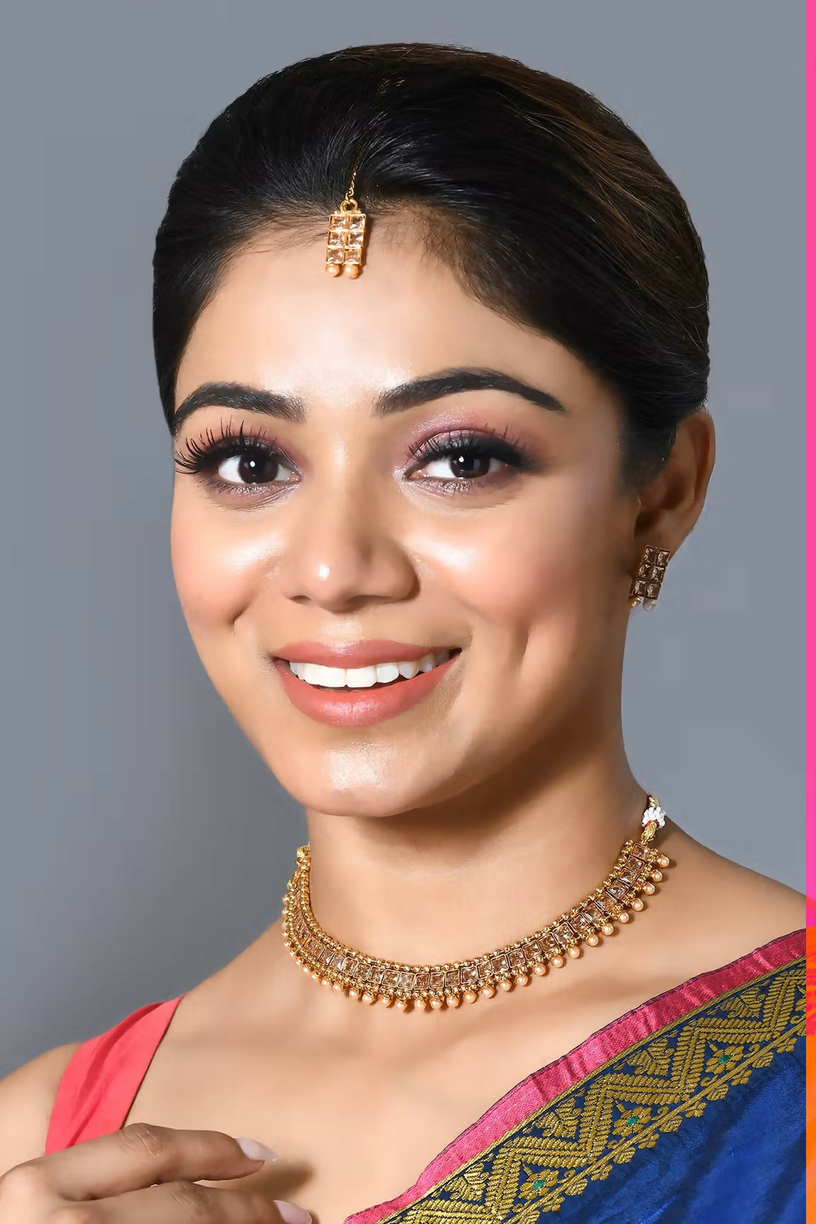 Joban Fashion Women Golden White Polki Necklace Set With Earrings | Grocsy