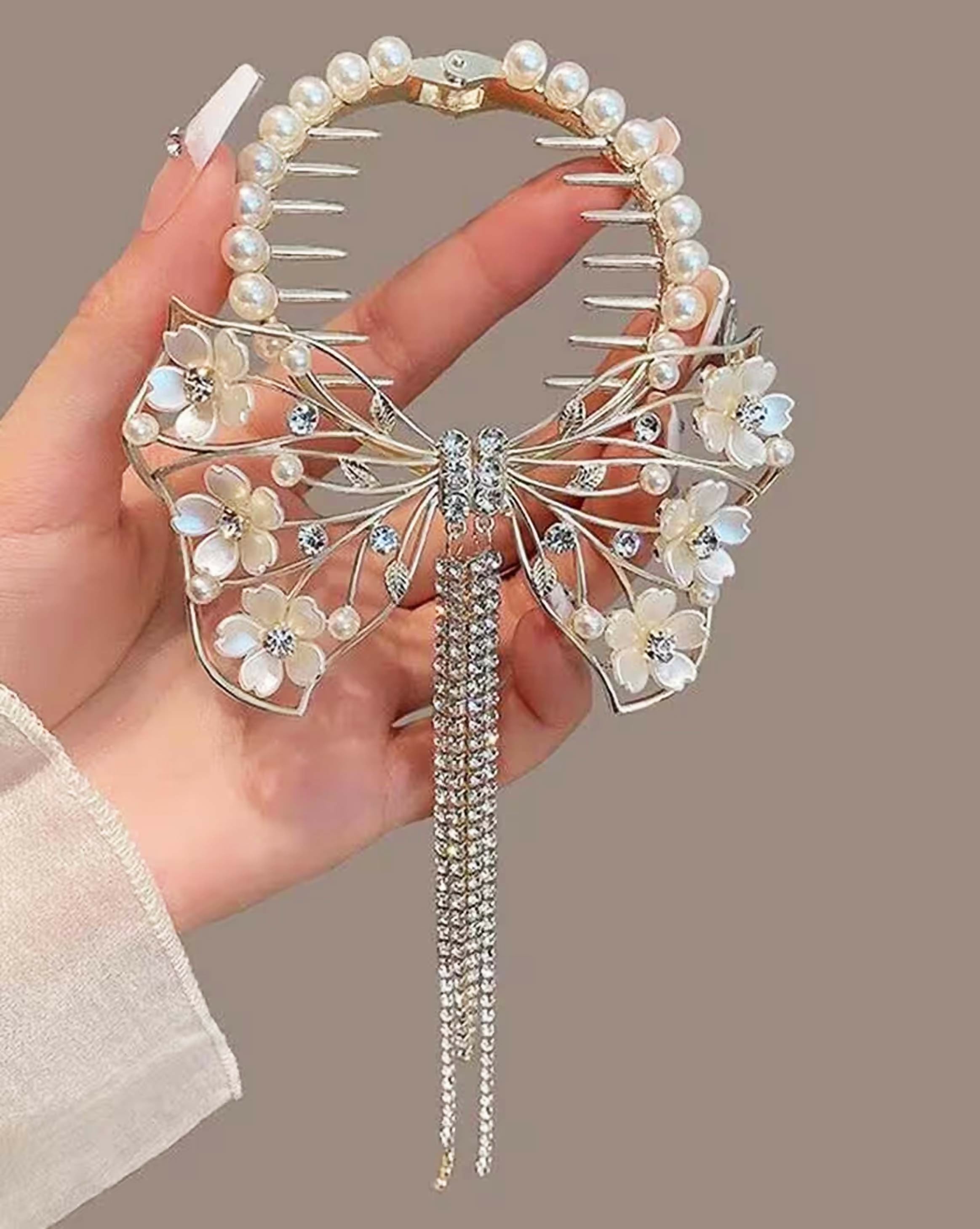 Joban Fashion White Metal Flower Hair Comb Hairpin | Grocsy