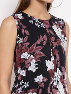 Myshka Women's Multi Crep Printed Sleeveless Round Neck Casual Top | Grocsy
