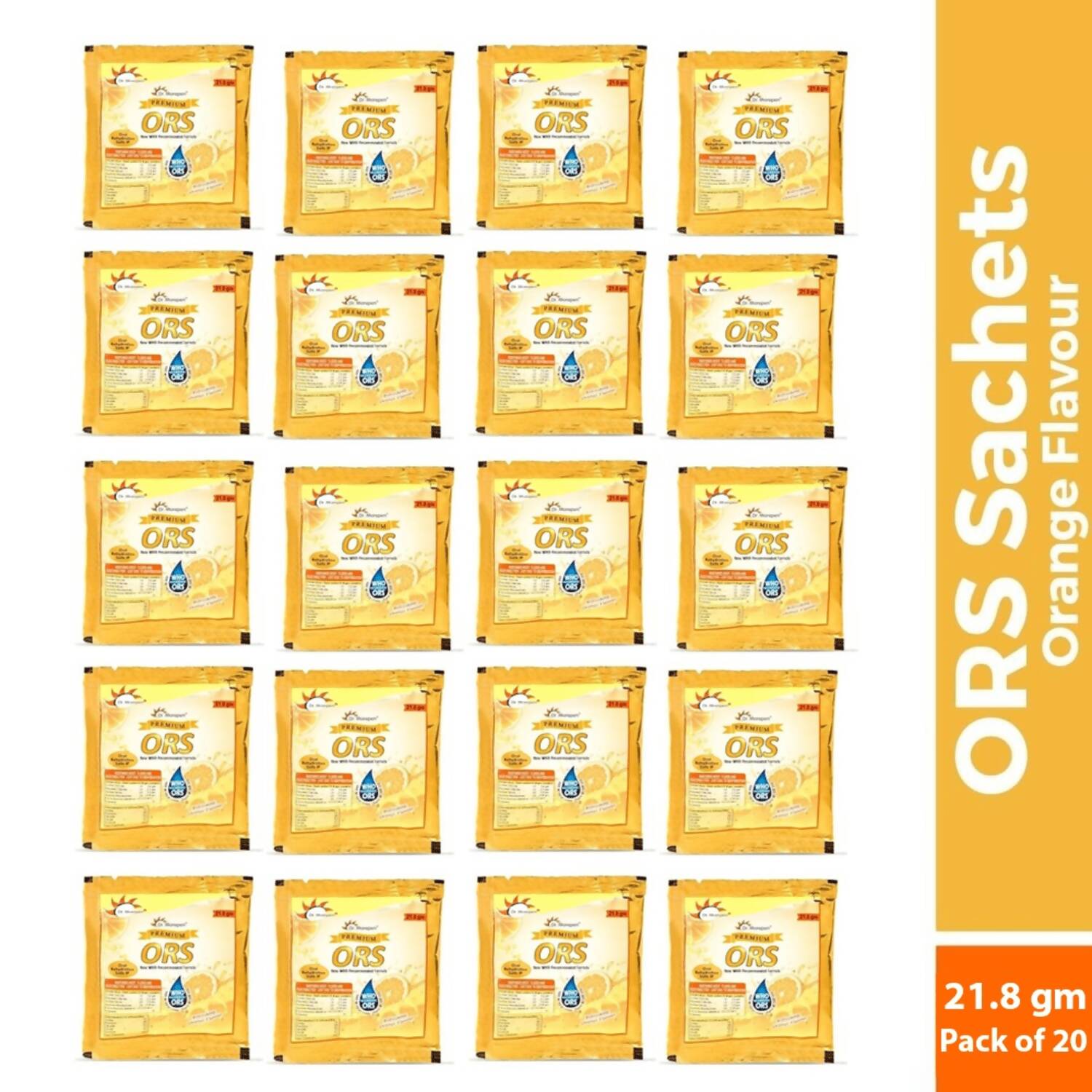 Dr. Morepen ORS Powder Sachets, Liquid Hydration Drink - Orange Flavour | Grocsy