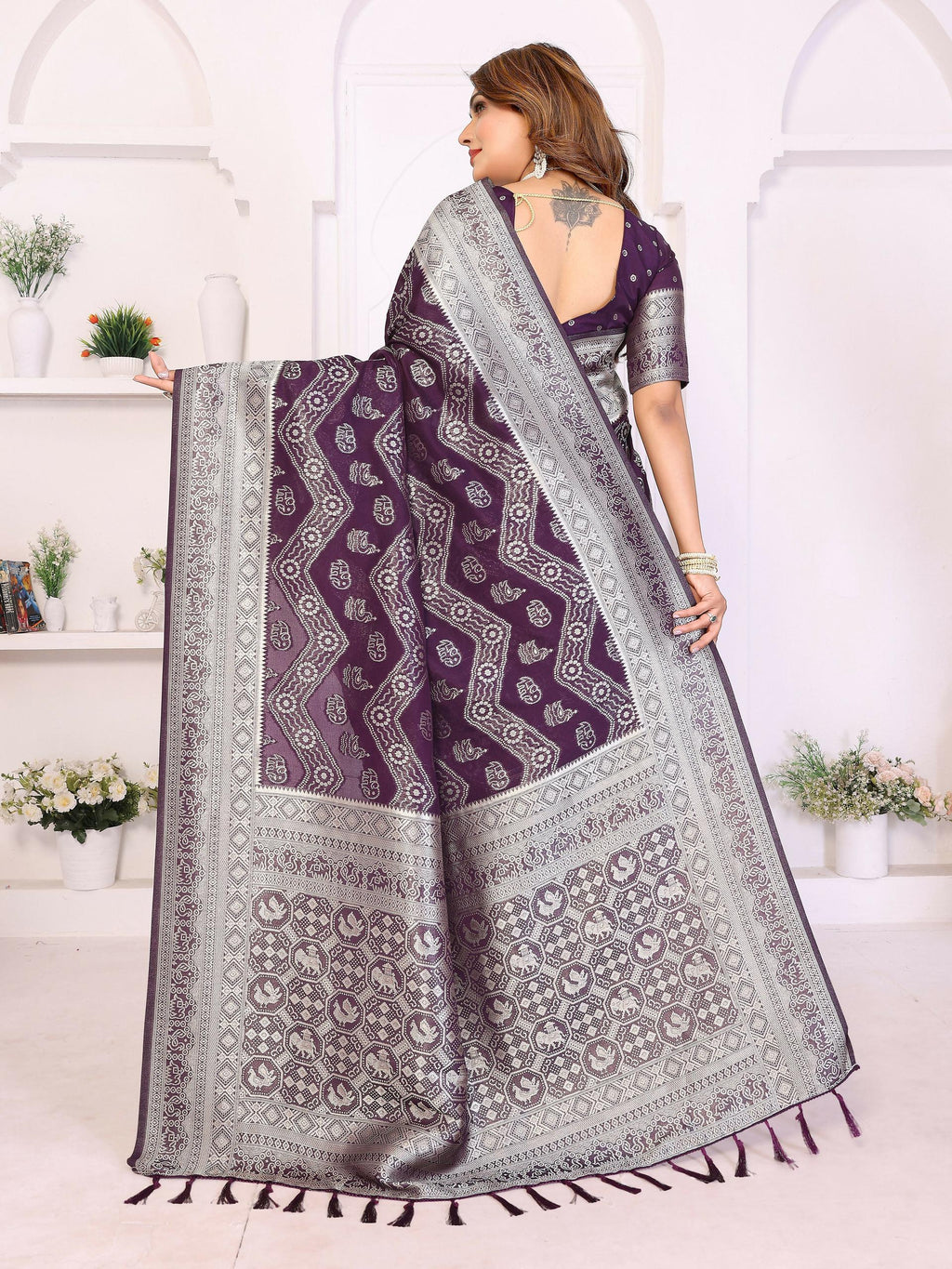 Aastha Fashion Wine Georgette Silk Leheriya With Elegant Zari Weaving Saree | Grocsy