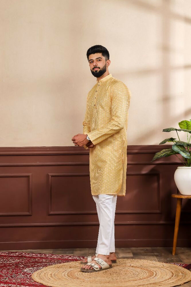 Yellow Art Silk Digital Printed, Embroidery Work Kurta Set - Mahotsav | Grocsy
