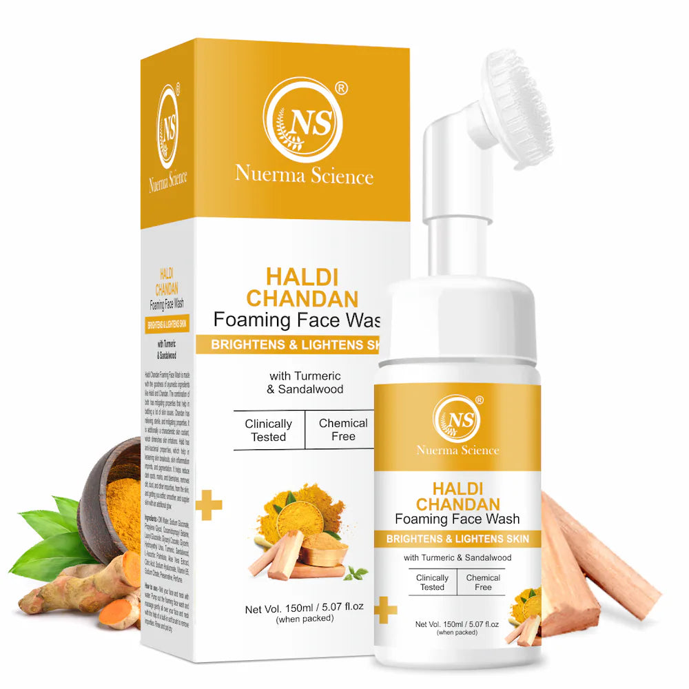Nuerma Science Haldi Chandan Foaming Face Wash | Improve Skin Texture & Reduces Acne | Grocsy