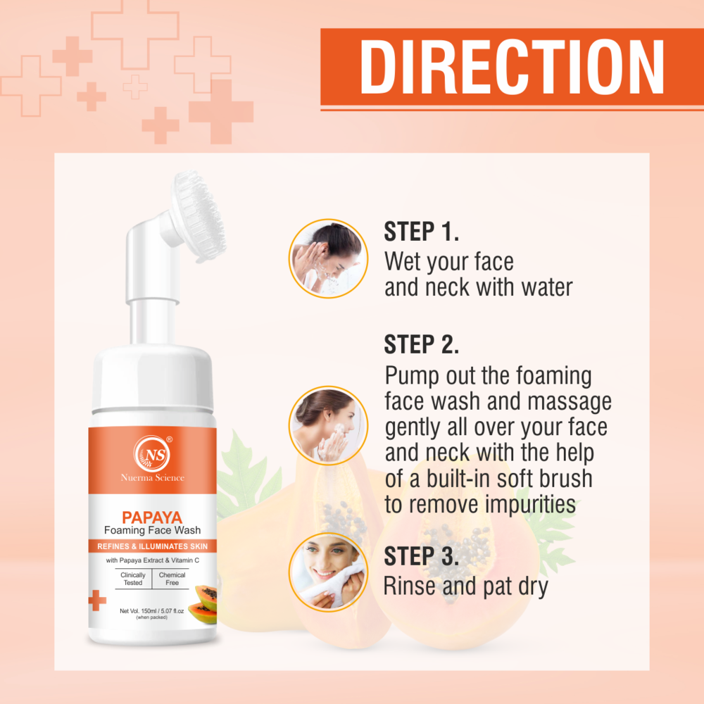Nuerma Science Papaya Foaming Face Wash | Brightens Skin Tone & Clears Blemishes | Grocsy