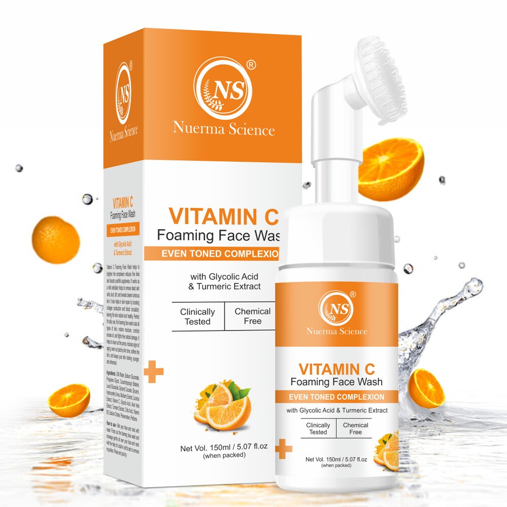 Nuerma Science Vitamin C Foaming Face Wash | To Enhance Skin Glow & Reduce Pigmentation | Grocsy
