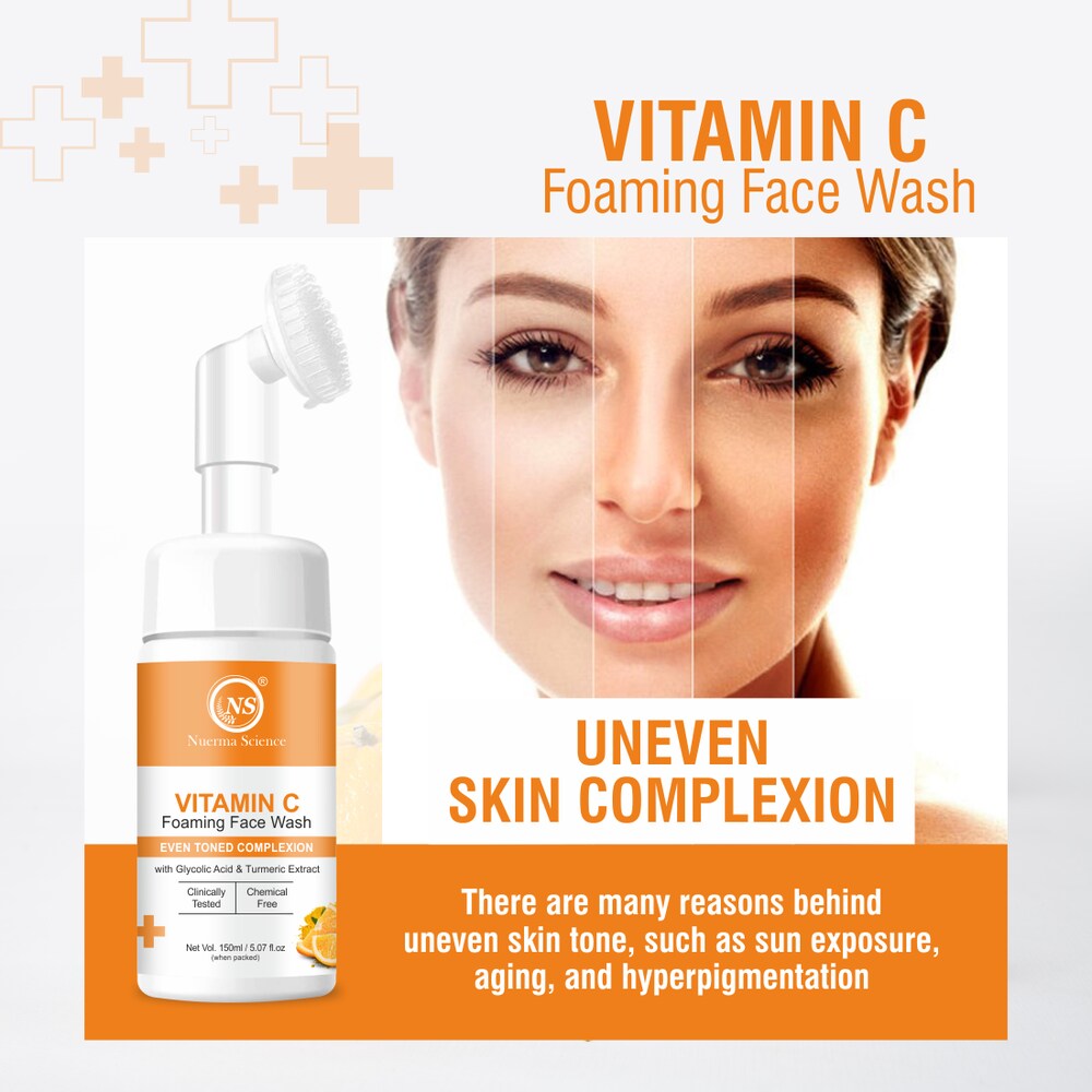 Nuerma Science Vitamin C Foaming Face Wash | To Enhance Skin Glow & Reduce Pigmentation | Grocsy