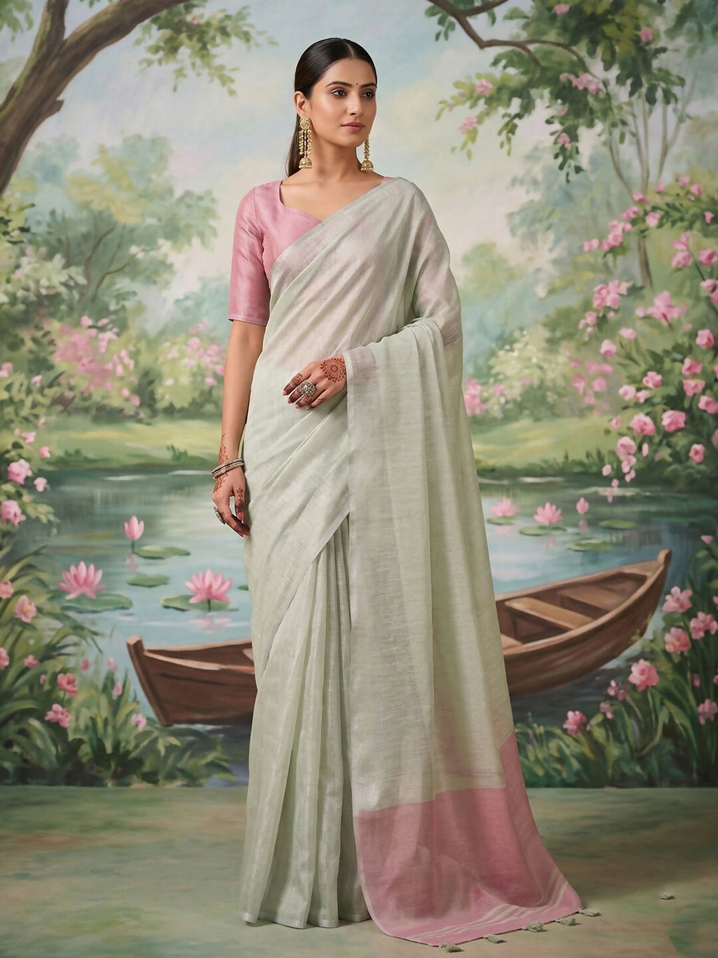 Shree Shyam Fashion Silver Tissue Silk Saree | Grocsy