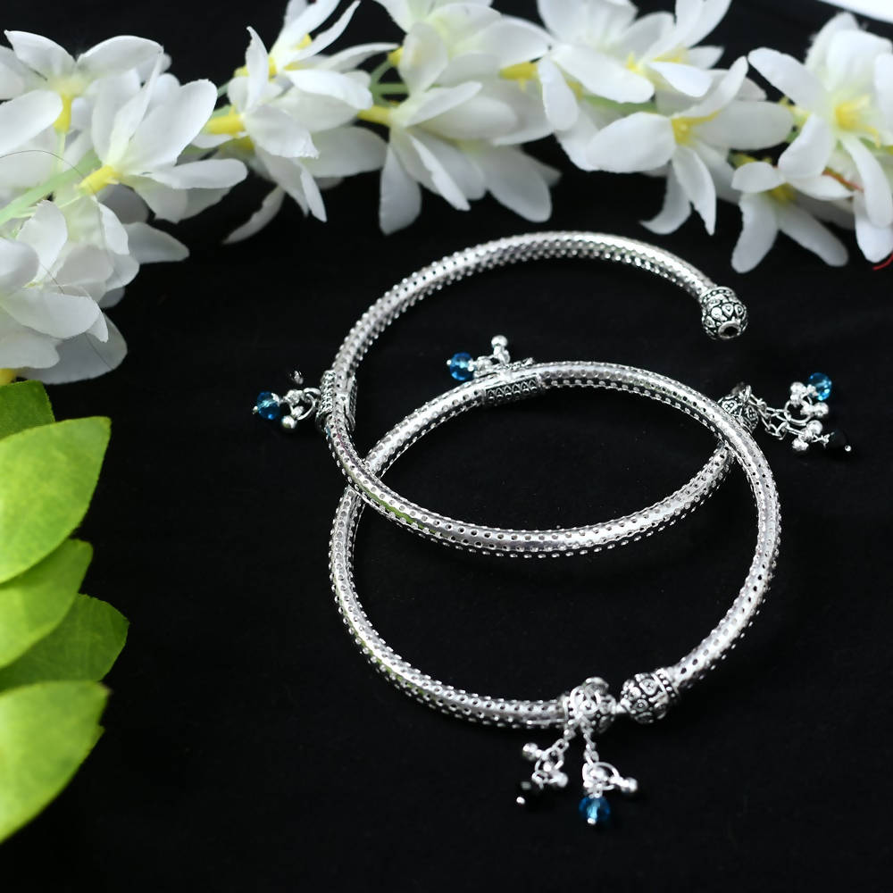 Mominos Fashion Kamal Johar Oxidised Silver Kadiyam Style Anklets | Grocsy