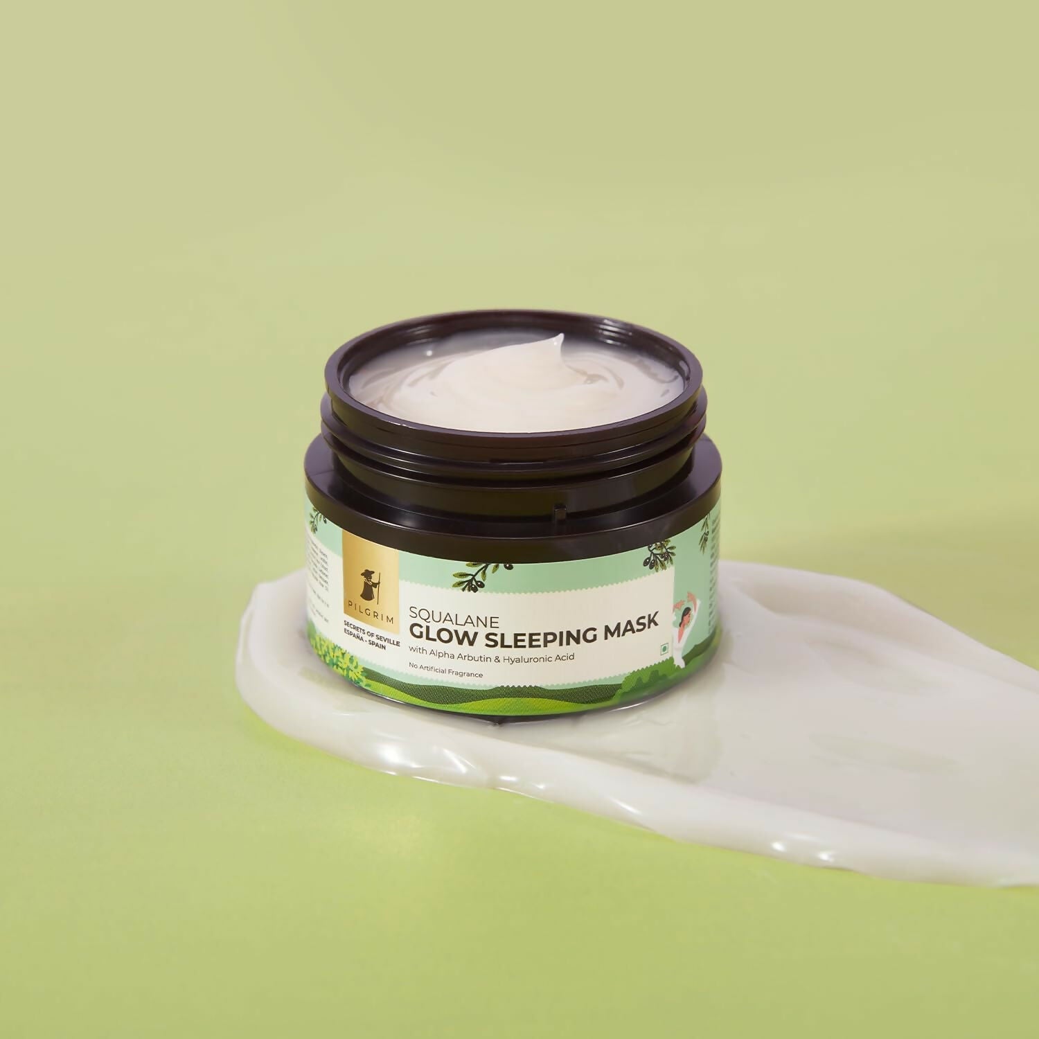Pilgrim Spanish Glow Sleeping Face Mask with Alpha Arbutin & Hyaluronic Acid For Glowing Skin & Skin Hydration | Grocsy