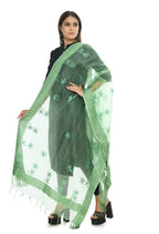 Mominos Fashion Moeza Orgenza Pista Green Chikan Work Dupatta | Grocsy