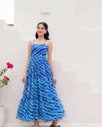 Aayaa Designer crape hand work Multi indo western - Blue | Grocsy