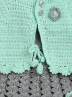 ChutPut Hand knitted Crochet Maharani Wool Dress For Baby Girls - Green | Grocsy