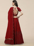Maroon Georgette Thread with Sequins Embroidered work Lehenga Choli with Dupatta - Jivika | Grocsy