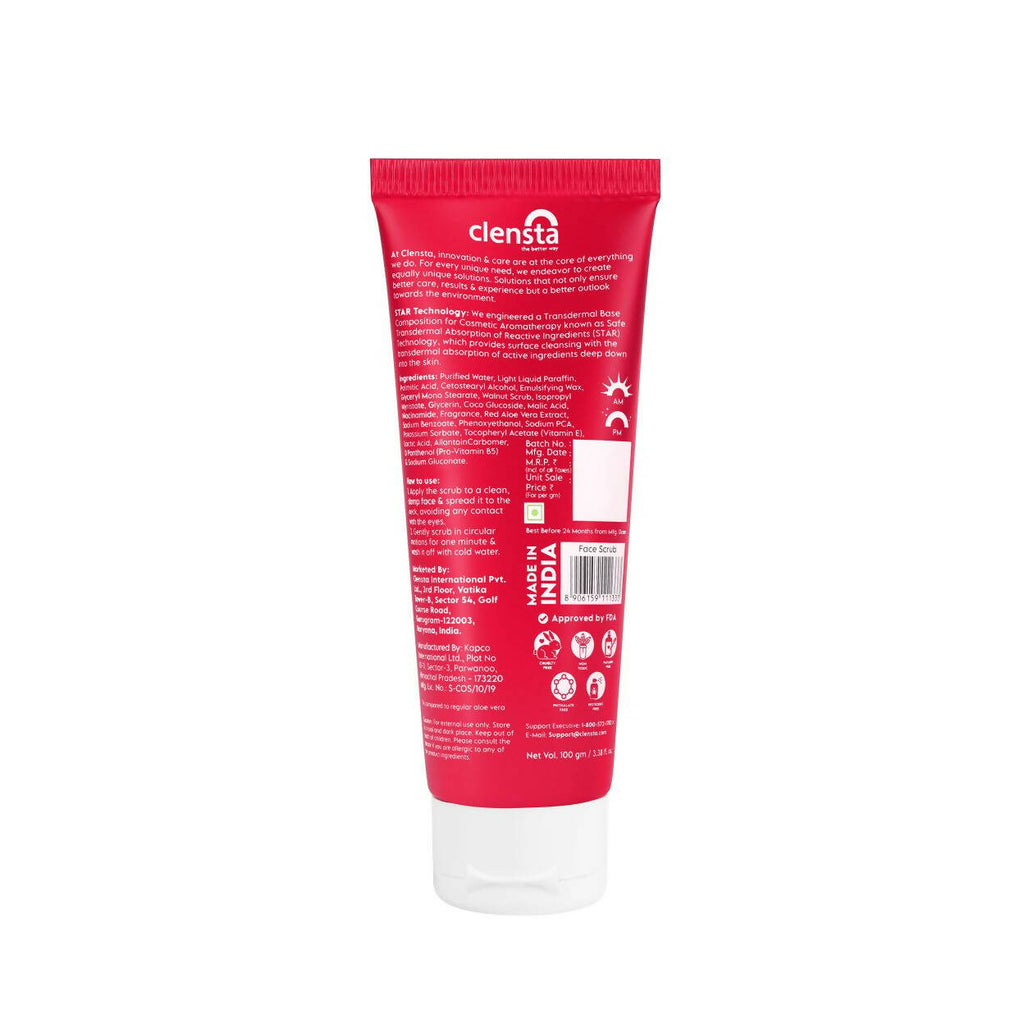 Clensta Red Aloe Vera Skin Glow Face Scrub | Grocsy