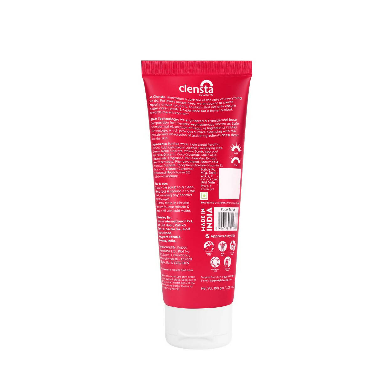Clensta Red Aloe Vera Skin Glow Face Scrub | Grocsy