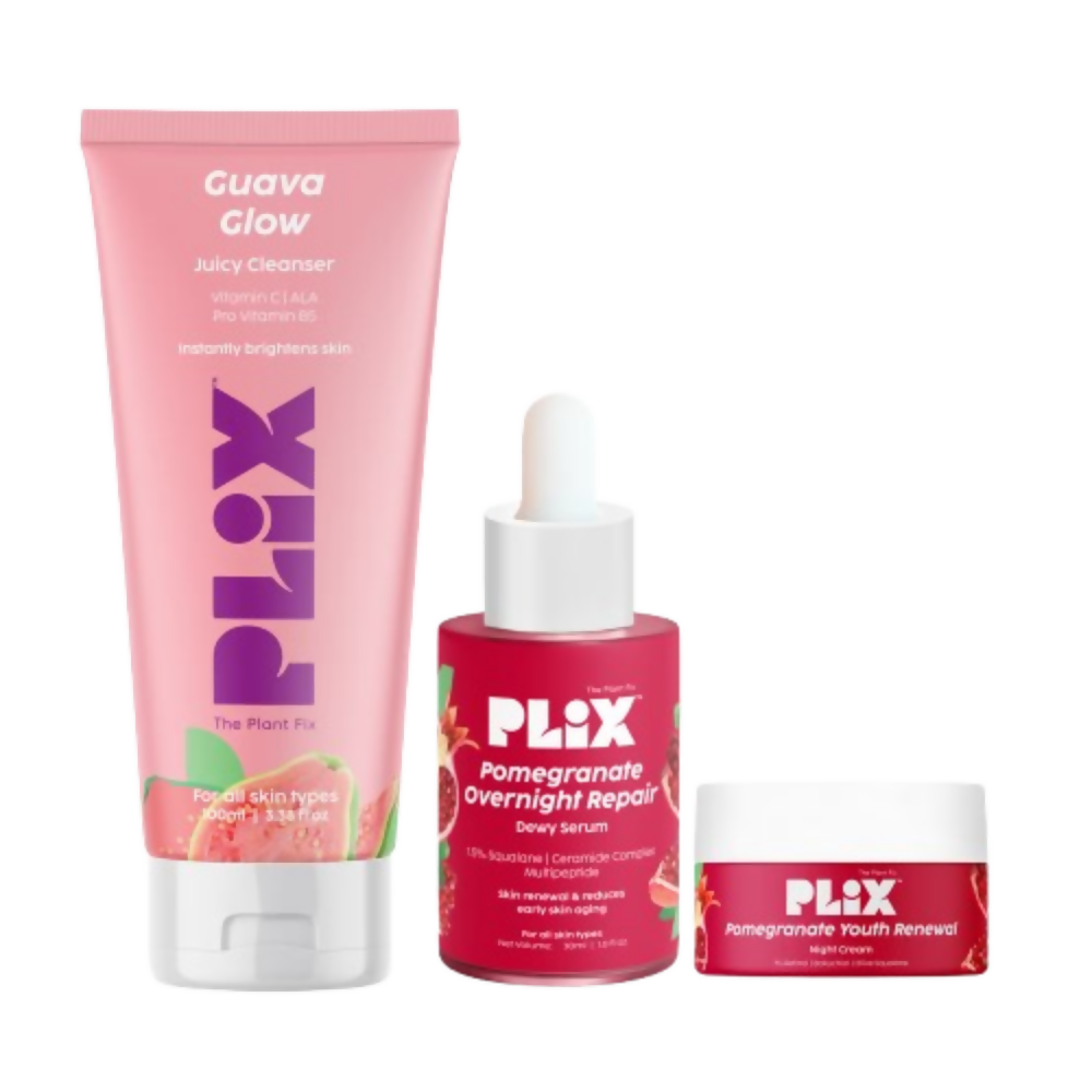PLIX The Plant Fix 0.6% Retinol Dewy Serum, Anti Ageing Night Cream & Vitamin C Face Wash Cleanser | Grocsy