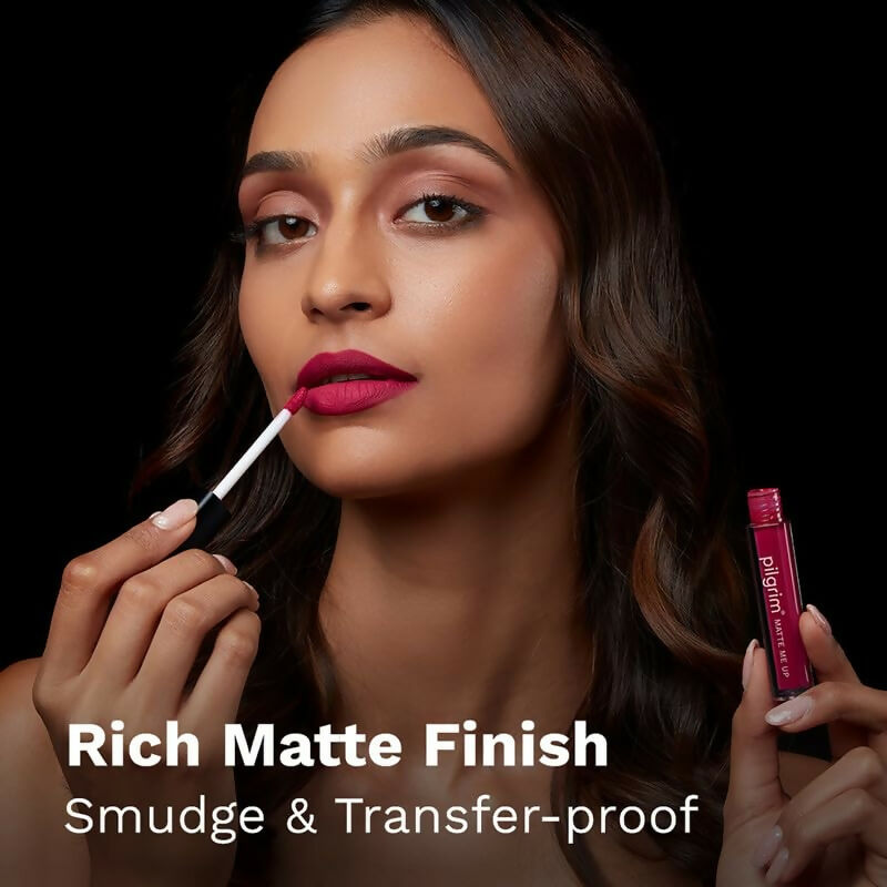 Pilgrim Liquid Matte Lipstick with Hyaluronic Acid - Pink Climax | Grocsy