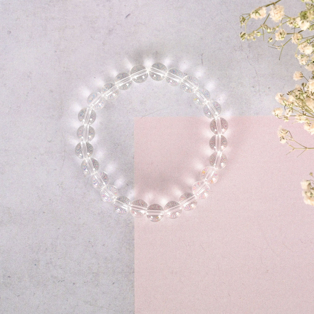 NVR Men & Women Transparent Beaded Elasticated Bracelet | Grocsy