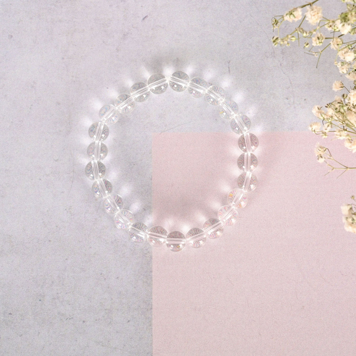 NVR Men & Women Transparent Beaded Elasticated Bracelet | Grocsy
