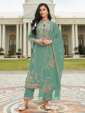 Anaita Sky Blue Cotton Stitched Suit with Embroidery Viscose Multi Thread Work | Grocsy