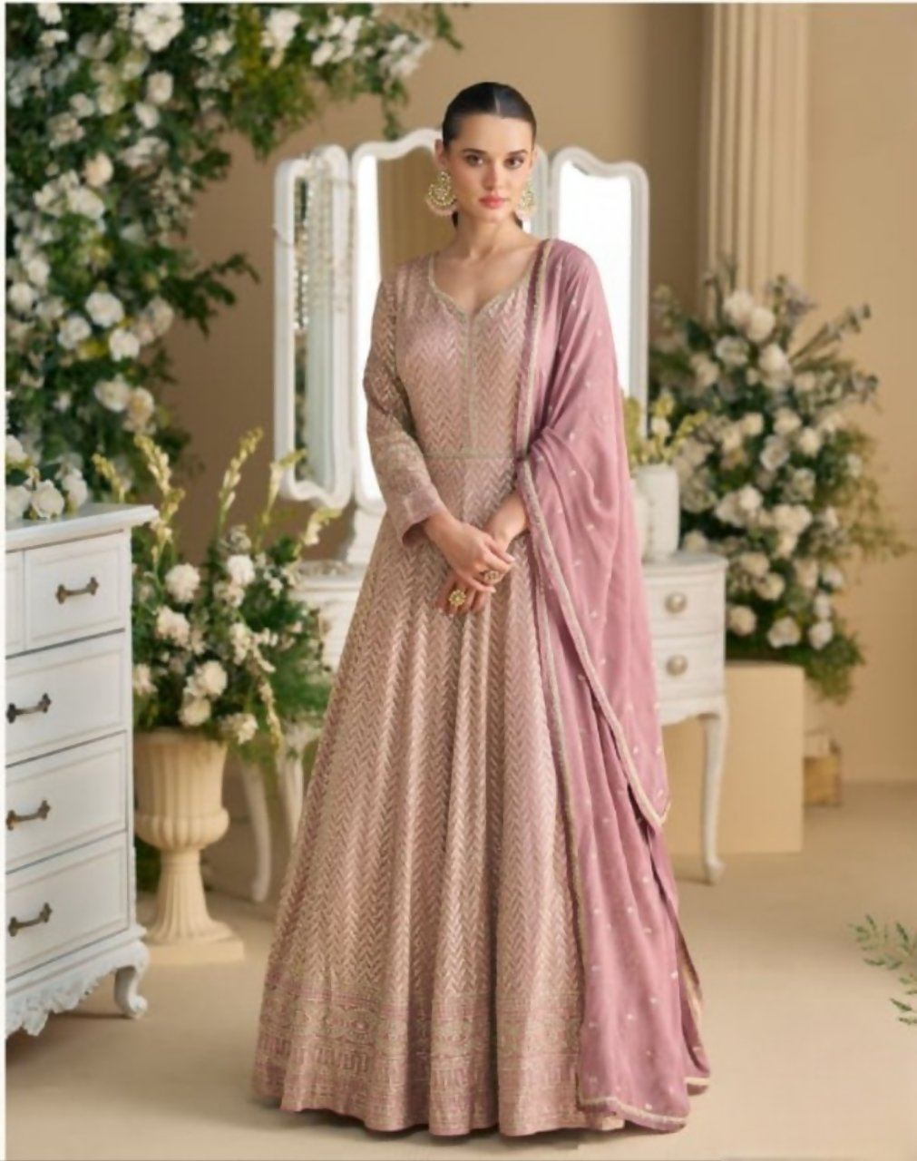Anaita Purple Real Georgette Readymade Anarkali Gown with Embroidery & Sequence Work | Grocsy