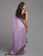 PR Fashion Onion Chinon Embroidery Lace Saree | Grocsy