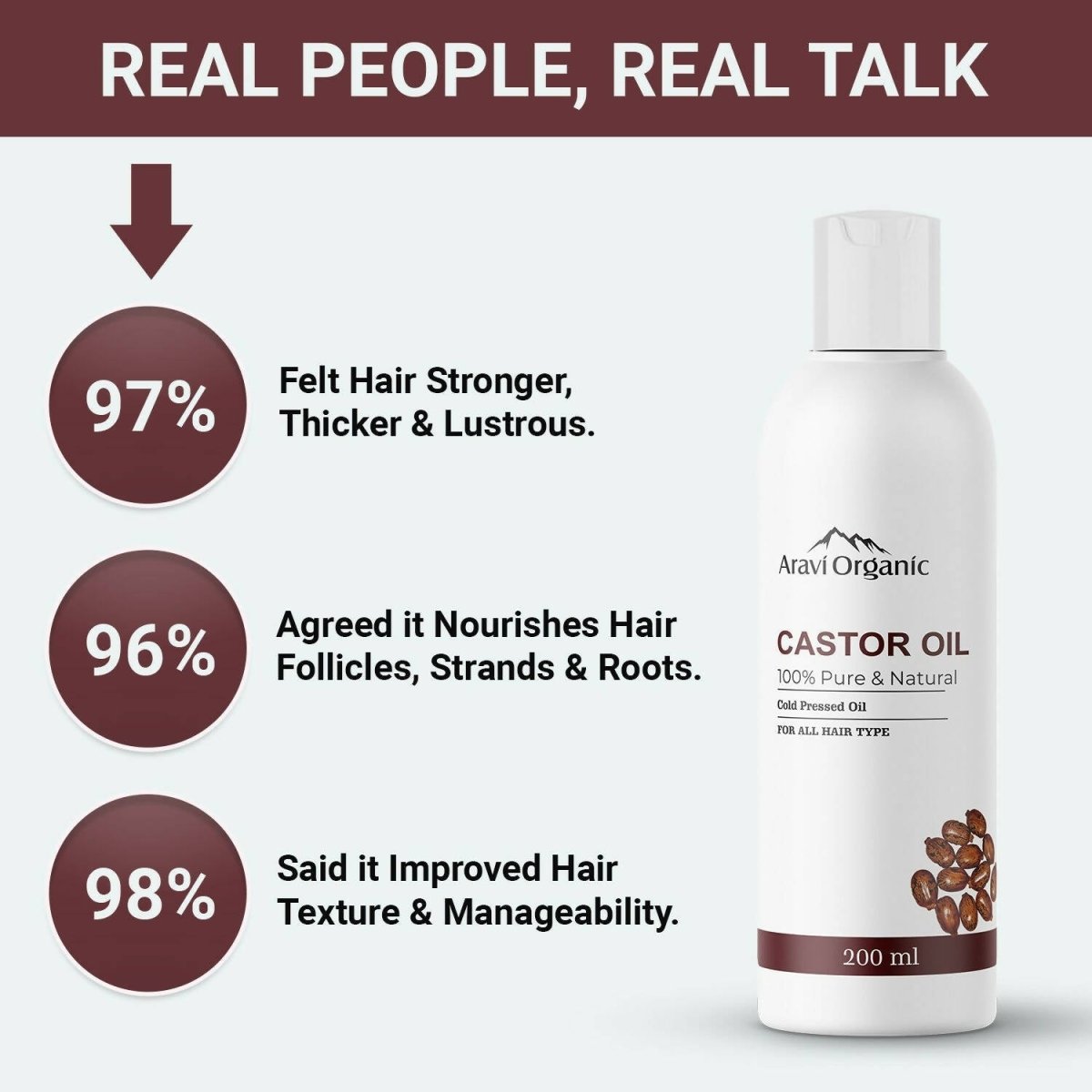 Aravi Organic 100% Pure Cold Pressed Castor Carrier Oil | Grocsy