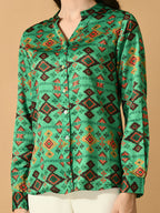 Myshka Women's Multi Satin Printed Smart Shirt | Grocsy