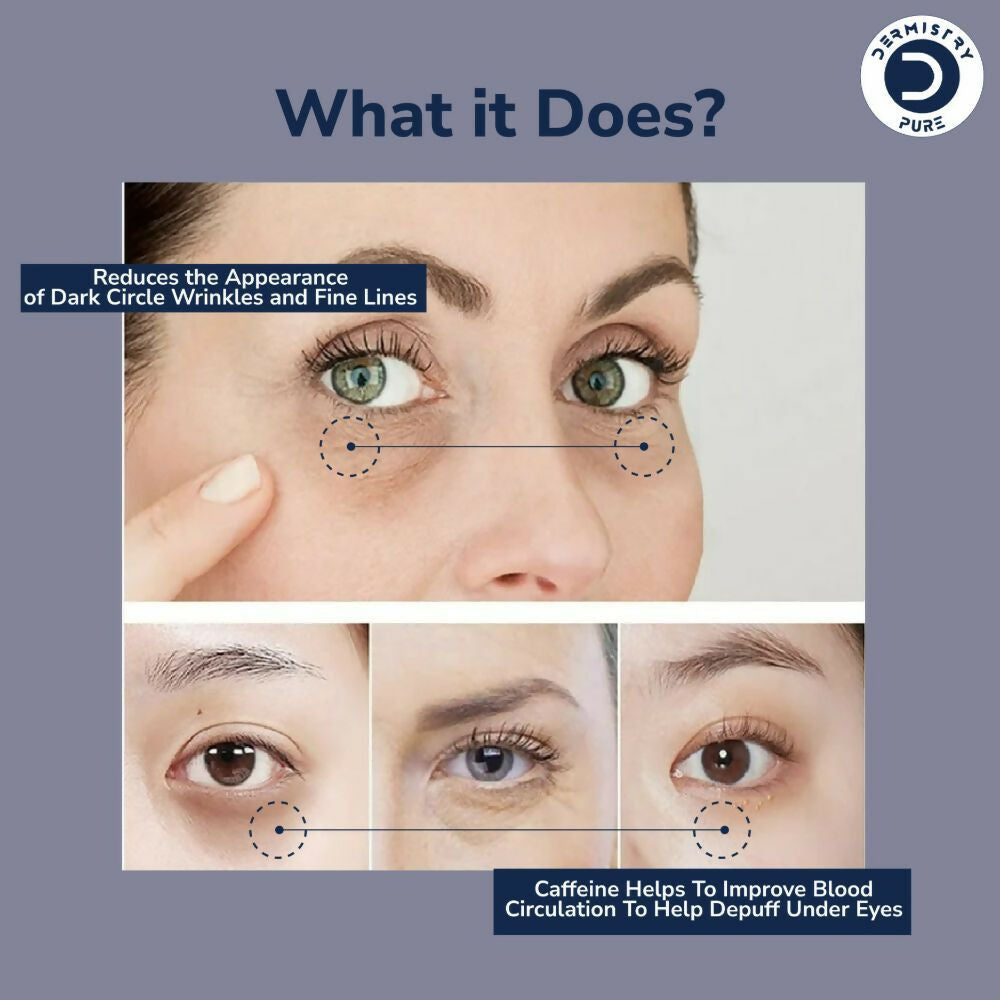 Dermistry Pure 0.6% Retinol 5% Caffeine Under Eye Serum Puffiness Fine Line Wrinkles Puffy Dark Eyes | Grocsy