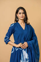 Joban Fashion Blue Tie & Dye Cotton Suit Set | Grocsy