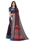 Vamika Navy Chiffon Brasso Bollywood Style Woven Saree (ALIZA NAVY) | Grocsy