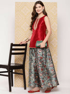 Ahalyaa Women's Traditional Wear Co-ods - Red | Grocsy