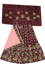 Dwiden Maroon Baby Doll Tafetta Sattin Semi-Stitched Girl's Lehenga Choli | Grocsy