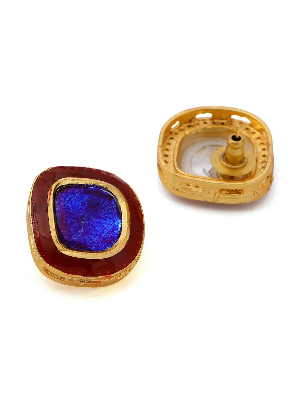 Ruby Raang Multi Blue Kundan Studs | Grocsy