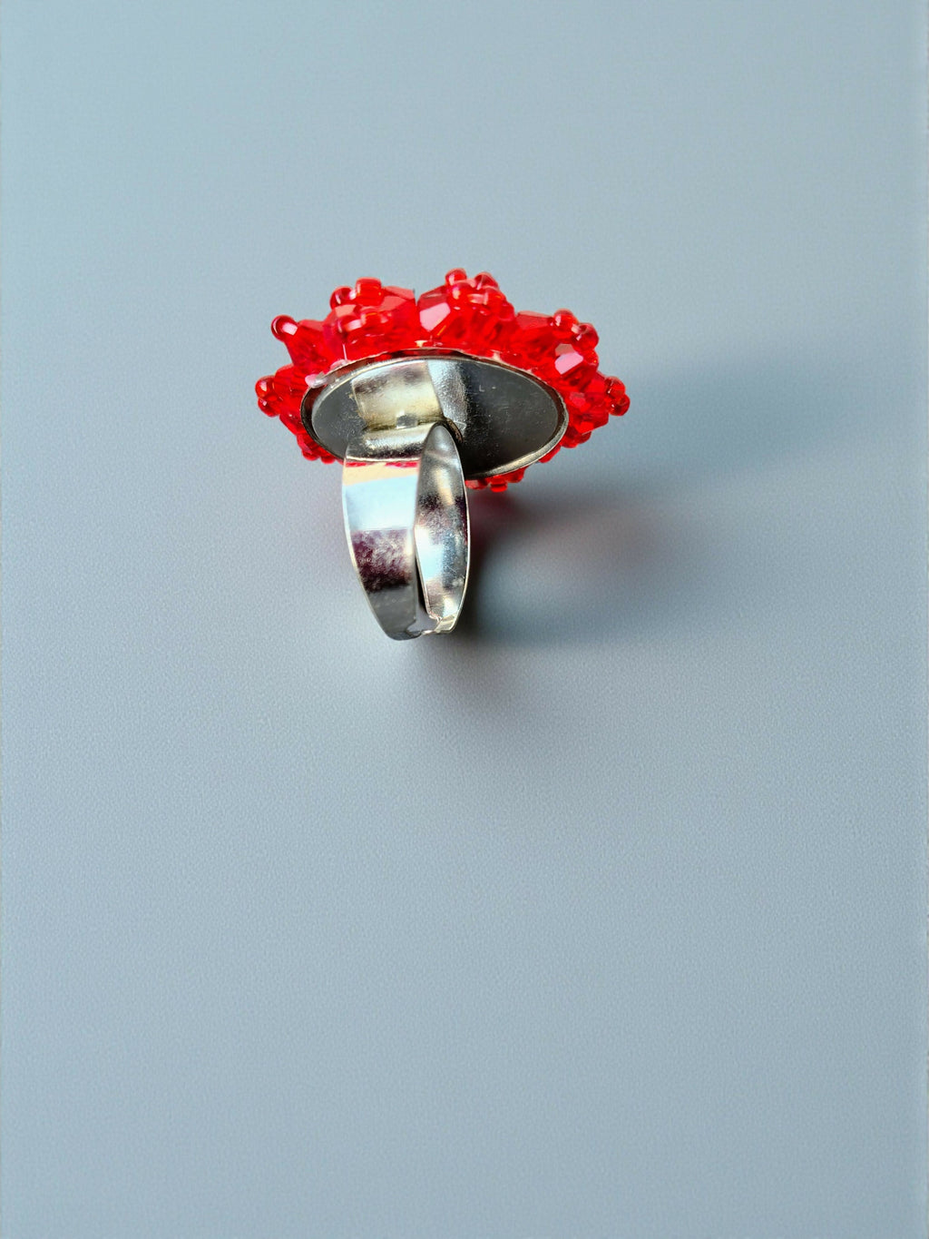 Inhanns Rang-E-Roshan Adjustable Ring – Handmade Crystal Statement Ring - Red Big | Grocsy