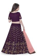 Dwiden Purple Baby Doll Tafetta Sattin Semi-Stitched Girl's Lehenga Choli | Grocsy
